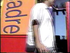 Hot fit spring break girl in orange bikini up close