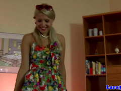 Classy mature helps blonde babe dress up